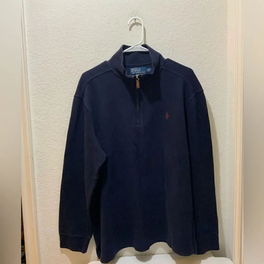 Polo Ralph Lauren Navy Blue Long Sleeve Quarter Zip Polo Shirt XL
